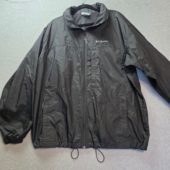 Columbia Other - Columbia Windbreaker Rain Jacket Mens XL Black Lightweight Full Zip Mesh Lined